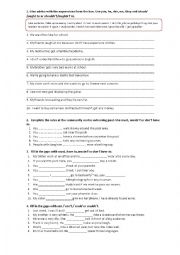 English Worksheet: Modal Verbs Exercises