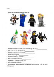 Lego Movie Worksheet 