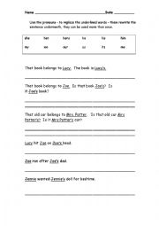 English Worksheet: Pronoun