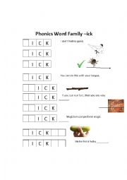 English Worksheet: Phonics -ob and -ick