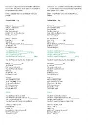 English Worksheet: Song: Try, by Colbie Caillat - Self-esteem discussion starter