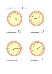 English Worksheet: Clocks- true or false