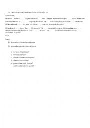 English Worksheet: Verb to be