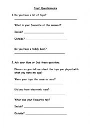 English Worksheet: Toy Questionnaire