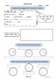 English Worksheet: english test - the time