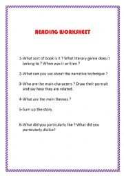 English Worksheet: Reading worksheet