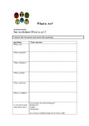 English Worksheet: WHAT IS ART? 1