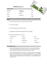 Food Inc - worksheet to comment on the film 