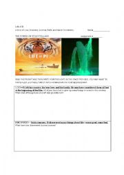 English Worksheet: Writing About Your Journey LIFE OF PI