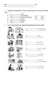 English Worksheet: Past tense