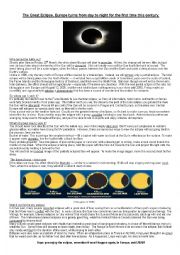 English Worksheet: Solar Eclipse Europe 20th March 2015