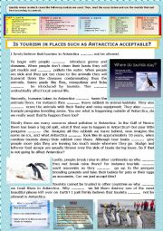 English Worksheet: Gr - Opinion Essay + Modals  + KEY - Is tourism in places such as Antarctica acceptable?