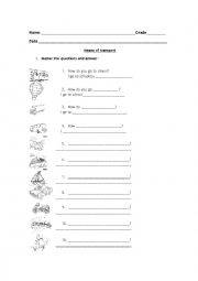 English Worksheet: Means of transport