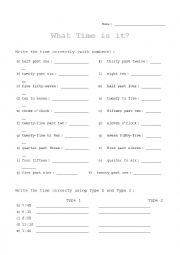 English Worksheet: What time is it?