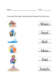 English Worksheet: Beach Words Matching