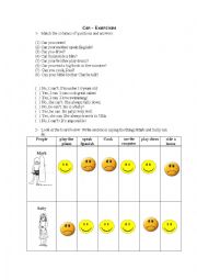 English Worksheet: Can- cant exercises