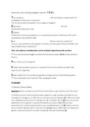 English Worksheet: TEEL Paragraph Structure