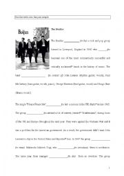 English Worksheet: Beatles tasks