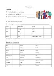 English Worksheet: Clothing