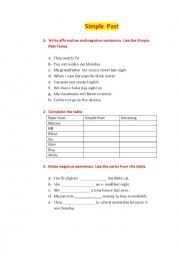 English Worksheet: Simple Past 