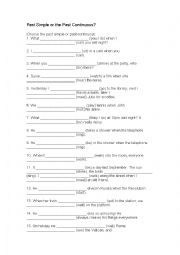 English Worksheet: past simple or past continuous