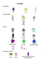 CLOTHES illustrated vocabulary sheet