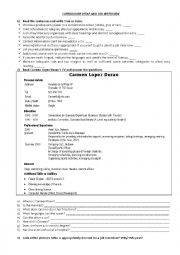 English Worksheet: CV and Job Interview