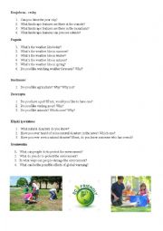 English Worksheet: environment speaking