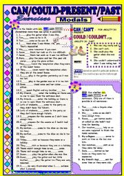 English Worksheet: Modals - CAN/CANT/COULD/COULDNT