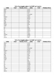 List of Regular Verbs