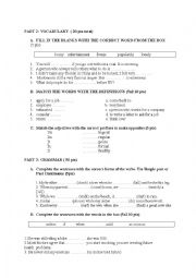 English Worksheet: exam sample