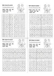 Word-search puzzle: body parts