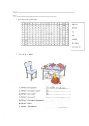 English Worksheet: Prepositions of place