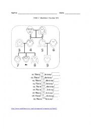 English Worksheet: Family Member Worksheet Practice