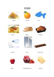 English Worksheet: Some food and some related activities 