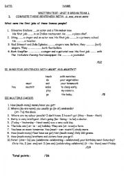 English Worksheet: Activity was/were must mustnt