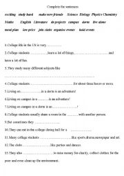 English Worksheet: College life in USA