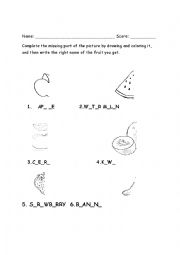 English Worksheet: Fuit to color