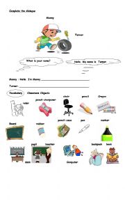 English Worksheet: school objects