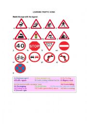 English Worksheet: Learning Traffic signs