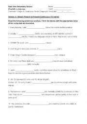 English Worksheet: Present & Past Tense