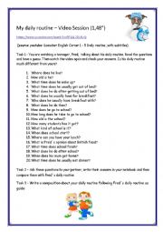 English Worksheet: My daily routine - VIDEO SESSION ( 1,48