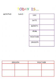 English Worksheet: today calendar frame