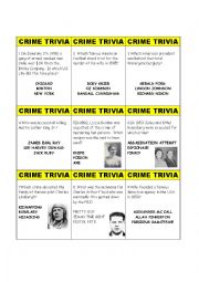 English Worksheet: Crime Trivia Card Game