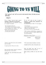 English Worksheet: Going to vs Will