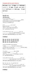 English Worksheet: song give me love