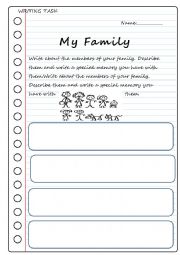 English Worksheet: WRITING TASK: MY FAMILY