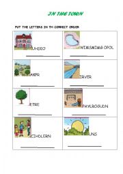 English Worksheet: In the Town