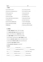 English Worksheet: First and Second Conditionals