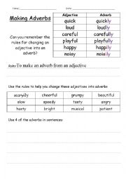 English Worksheet: Making Adverbs